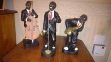 3 Jazz Musiker Figuren Vintage USA Sänger, Double Bass & Saxophone. TOP ZUSTAND
