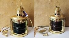 2 Schiffslampen Steuerbord & Backbord ca.23x15x10cm elektr. 230V, E14 Messing