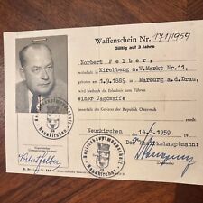 Waffenschein 1959 Jagdwaffe Neunkirchen Oe Waffenpass