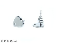 10 Stk. Edelstahl Ohrstecker Rohlinge mit Öse und Fassung, 8 mm, silber