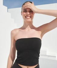 Bandeau Top Stretch Oeko-Tex schwarz weiß Jersey Gr.XS,S,M,L,XL,XXL 115