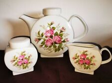 Melitta "Budapest" rosa Rose - seltenes Set aus Kanne-Sahne-Zucker - ca. 1970