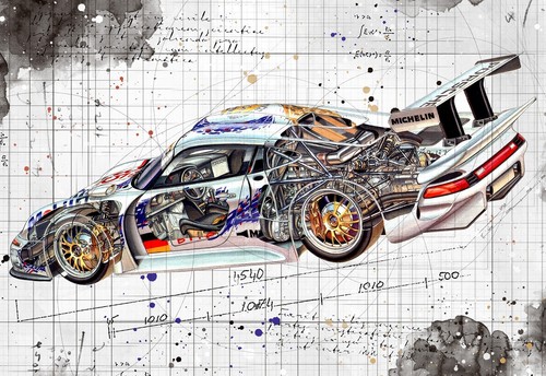 Line tech zeichnung - tech, porsche