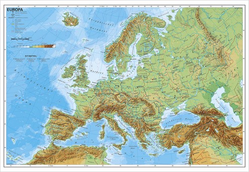 Europa physisch 7 500 - :,