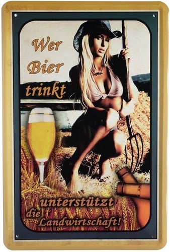 Blechschild 20x30 wer bier - blechschild,