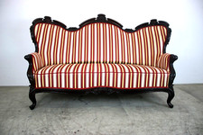 Prächtige Louis Phillip Couch Nussbaum Dreisitzer Sofa gestreifter Stoff Antik