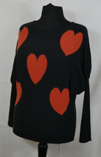 SWEEWE PARIS Feiner Weicher Pullover Schwarz Herzen 5% ANGORA Größe 40/42 TOP!