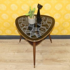 fifties Cocktailtisch edel schwarze MOSAIK Glasplatte 50er Couchtisch fünfziger