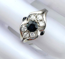 Saphir - Brillantring Weißgold 585 * Goldring mit Saphir und Brillanten 14 k