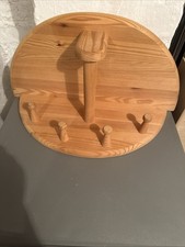 garderobe haken wand holz, 49 x 10 cm, mit drei großen und zwei kleinen Haken