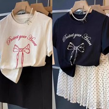 Damen Sommer T-Shirt Schleife