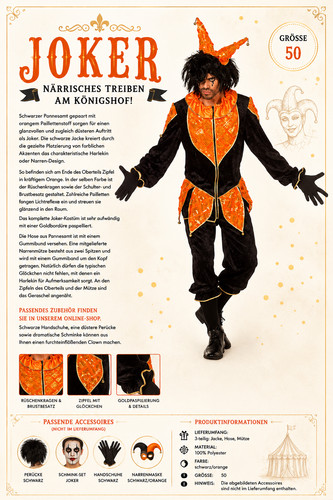 Joker kostüm herren 50 - joker, gr.
