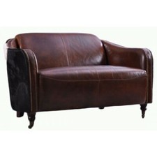 Vintage Leder Design Zweisitzer Kuhfell Sofa Dallas antik