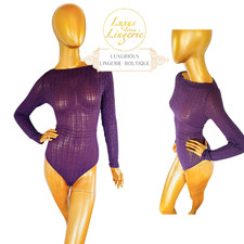LACE STRING BODY by Wolford L Large amethyst lila Transparent Spitze Langarm