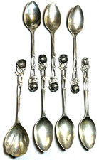 6 antik 800 Silber Löffel + 1