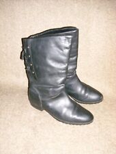 Vintage Damen Echtleder Damenstiefel Boots Stiefel Warm Schwarz Gr.41 (39-39,5)