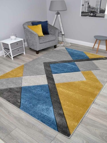 Blau gold teppiche grau senf - gold,