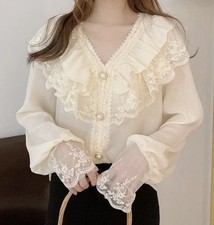 Damen Bluse Shirt, festlich,mit Spitze, beige.Gr. 40. Neu.