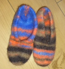 Filz Schuhe handgestrickt mit Filzwolle Größe 38 color orange blau braun