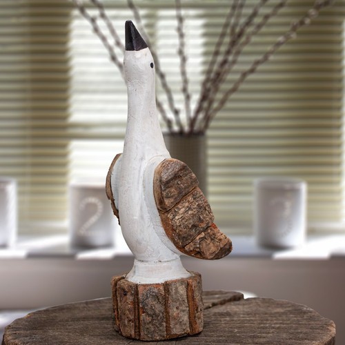 Holzfigur gans naturrinde - holzfigur,,