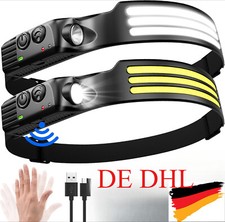 Stirnlampe Led Wiederaufladbar,3000 Lumens 3*LED Weiß Licht Sensor Kopflampe DHL