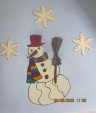 Window Color - Fensterbild  - großer Schneemann mit Schneeflocken