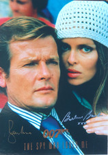Roger Moore & Barbara Bach orig. Autogramm  " BOND 007 " Motiv 20x30  SPY WHO..