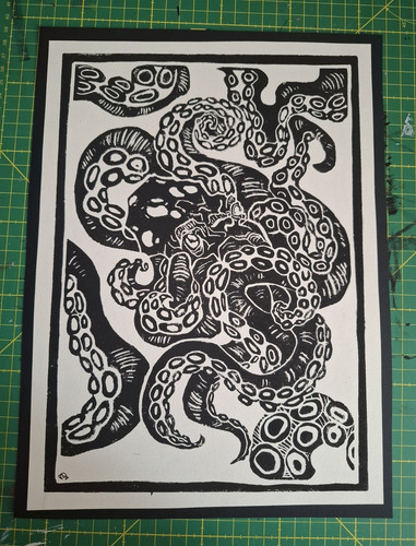 Schwarz weiß oktopus - schwarz-weiß,