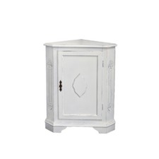 Eckschrank Halbschrank antik um 1910 Massivholz Shabby Chic weiß B: 74cm -11709-