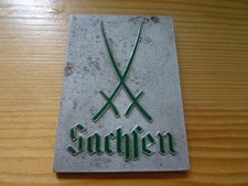 Oldtimer Plakette, Schild "Heimatwerk Gau Sachsen" um 1939, Alu, 6x8,1cm, schön