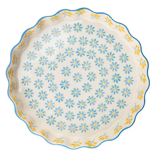 Quicheform 22cm floral blau - -,