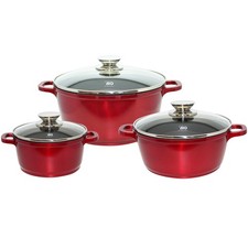 ELO Topfset RUBINO 3-teilig Aluguss rubinrot mit Glasdeckeln