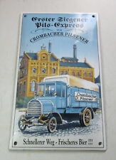 Krombacher Emaille-Schild, Crombacher Pilsener, top Zustand, 15 x 25cm