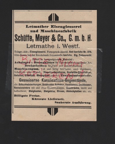 Letmathe werbung 1909 - werbung,