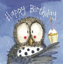 Geburtstagskarte AC762 Eule und Törtchen