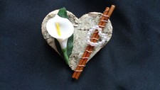  Hochzeitsanstecker, Gästeanstecker Birkenherz, Herz mit Calla