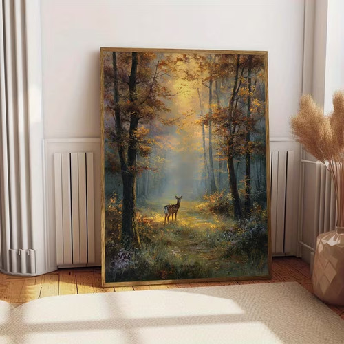 Leinwanddruck reh wald - ,