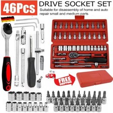 46-tlg Steckschlüssel Satz 1/4" Nusssätze Knarrenkasten Ratschenkasten Werkzeug