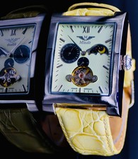 Klassische Damen Frauen Uhr Automatikuhr Armbanduhr Minoir Lederband Damenuhr