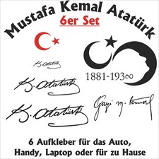Atatürk Porträt Imza Unterschrift Türkiye Autoaufkleber Sticker Mustafa Kemal 