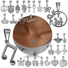 Motiv Kreuz Schlüssel Kinder Familie Krone Herz Silber Stahlkette Halsketten