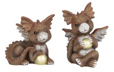 niedlicher Deko Drache mit goldener Kugel 18,5cm 24cm NEU