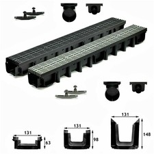 A15 Entwässerungsrinne 1,5t 1-10m Bodenrinne Tiefe 63-98-148 Line schwarz grau