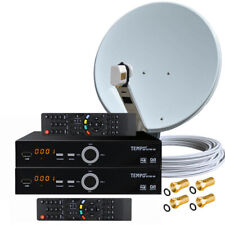 4-TV Sat-Anlage Gibertini 65 cm ALUMINIUM Spiegel Quad LNB & 2x Full HD Receiver