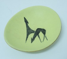 Marschner Keramik Wandteller Rehe 716 B 50er Jahre Schale gelb