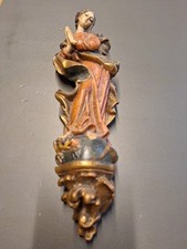 (T)*HOLZFIGUR*HEILIGE MARIA*FIGUR*GESCHNITZT*GEFASST*AUF SOCKEL*HANDARBEIT*30CM*