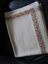 Dralon-Tischd., 160x130, creme mit dunkelbrauner Bordüre, Streifen in der Mitte