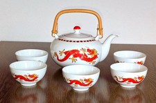 SELTMANN WEIDEN - CHINA TEESERVICE - ROTER MING DRACHE - 5 TASSEN & TEEKANNE