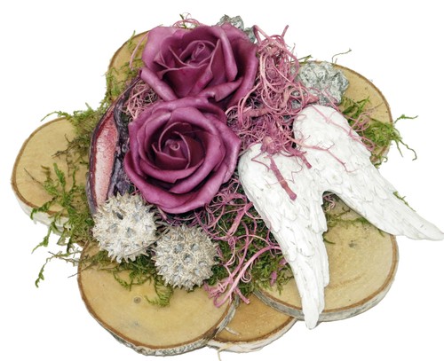 Grabschmuck birkenscheiben mit - birkenscheiben,