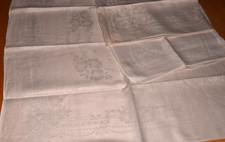 3 Alte Leinen Damast Servietten Stoffservietten Webmuster 60 x 57 cm (13605)